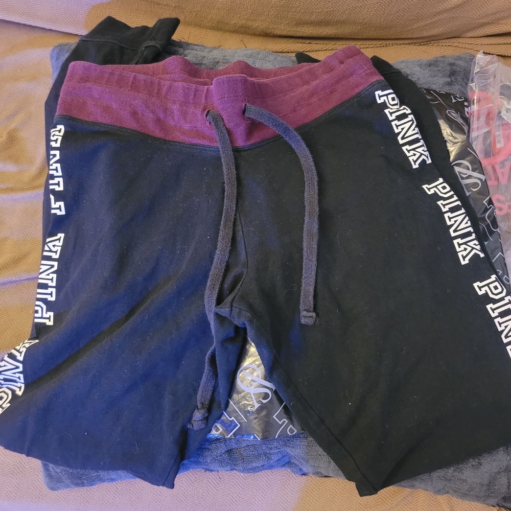 Victoria's Secret Black and Burgundy Joggers